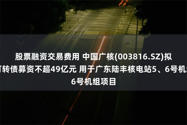 股票融资交易费用 中国广核(003816.SZ)拟发行可转债募资不超49亿元 用于广东陆丰核电站5、6号机组项目