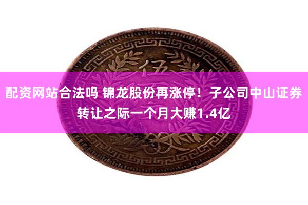 配资网站合法吗 锦龙股份再涨停！子公司中山证券转让之际一个月大赚1.4亿