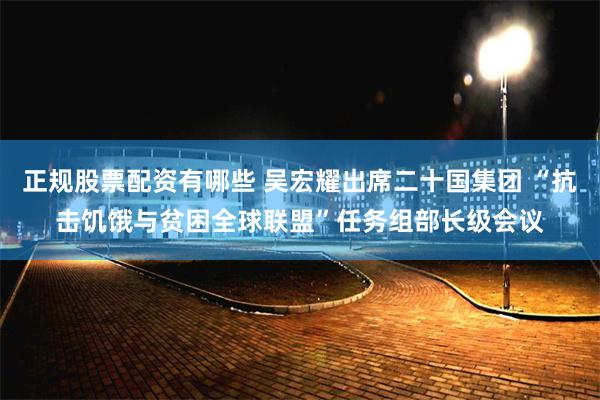 正规股票配资有哪些 吴宏耀出席二十国集团 “抗击饥饿与贫困全球联盟”任务组部长级会议